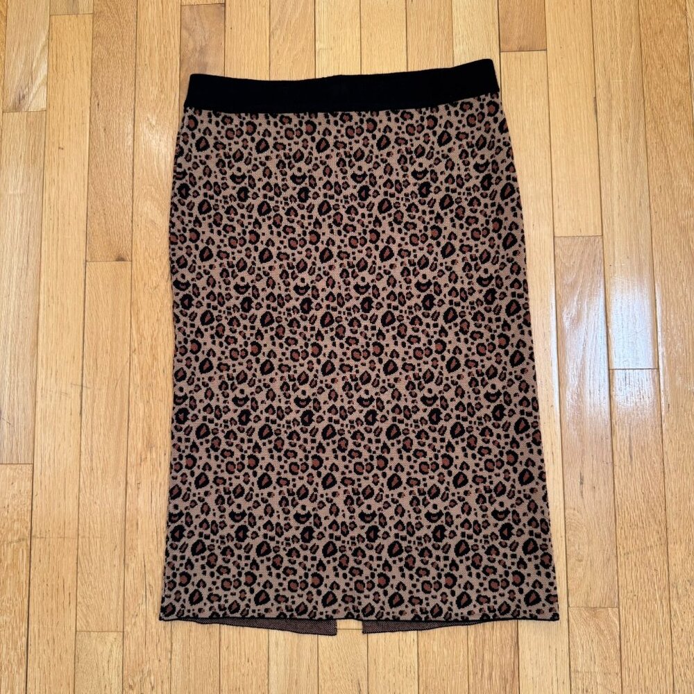 T Tahari Leopard Knit Pull-On Skirt – Size S/P – NWT